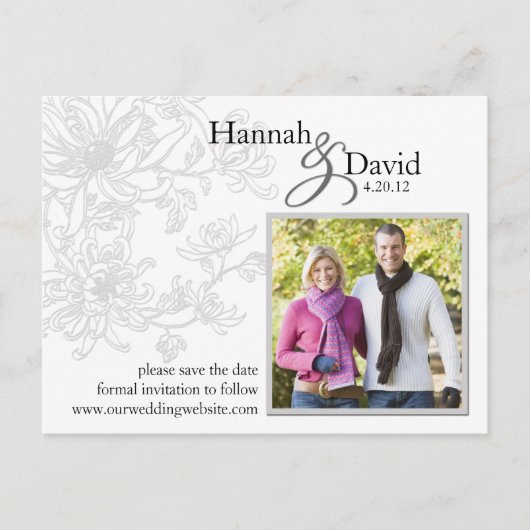 Floral Foto Save the Date Postkarte (Vorderseite)