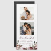 Floral Foto Strip Magnetische Hochzeit speichern d Magnetkarte (Vorne/Hinten)