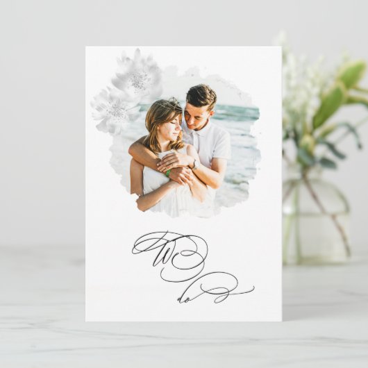 *~* Floral FOTO UAWG + QR WE DO AR6 Wedding Invi Einladung (Stehend Vorderseite)