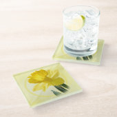 Floral Fotografie Gelbes Nadelöhr Glasuntersetzer (Schrägansicht)