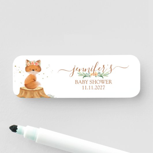 Floral Fox Celebration Namensschild (Beispiel)