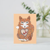 Floral Fox Cub Postcard Postkarte (Stehend Vorderseite)