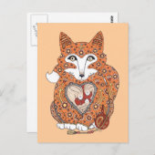 Floral Fox Cub Postcard Postkarte (Vorne/Hinten)