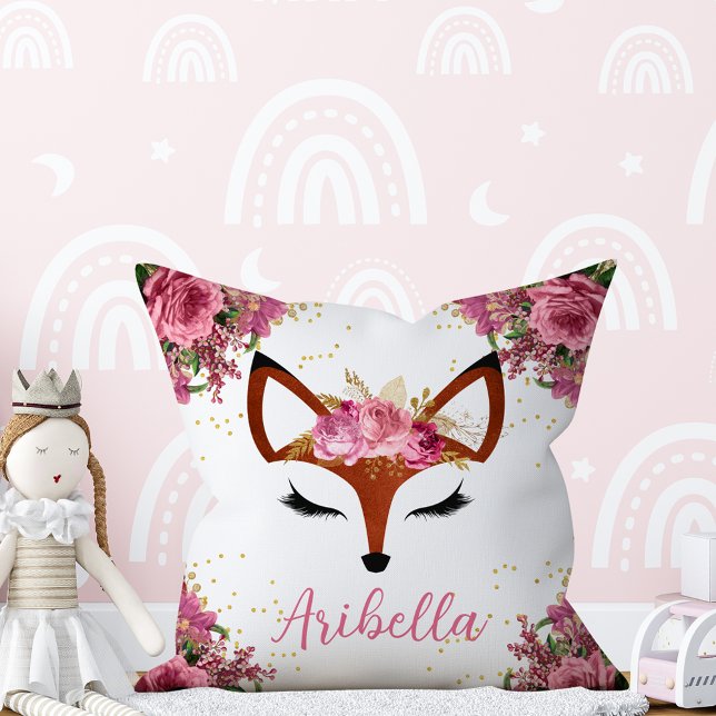 Floral Fox Drucke Gesichtshaut Reversible Kissen (Von Creator hochgeladen)