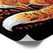 Floral Fox Flowers Art Fox In Autumn - Fall Fox  Poster (Ecke)