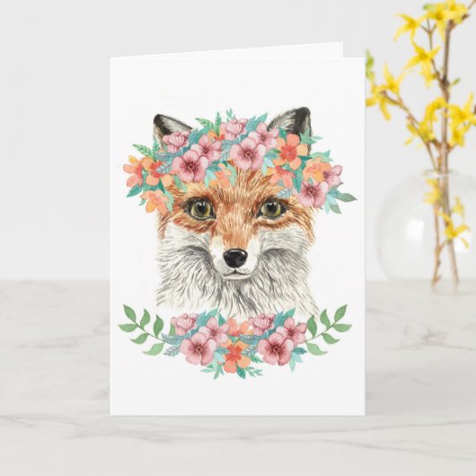 Floral Fox Karte (Gelbe Blume)