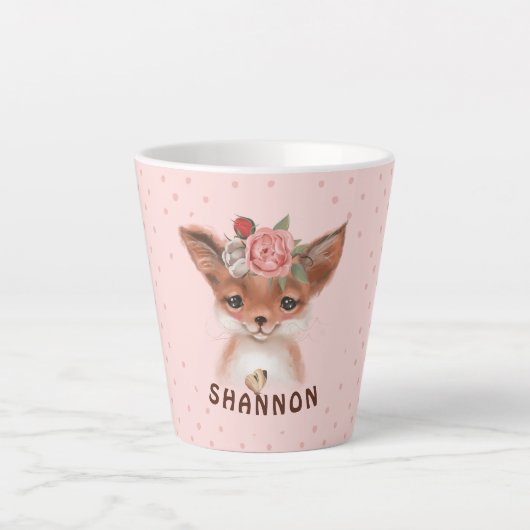 Floral Fox Latte Tasse (Vorderseite)