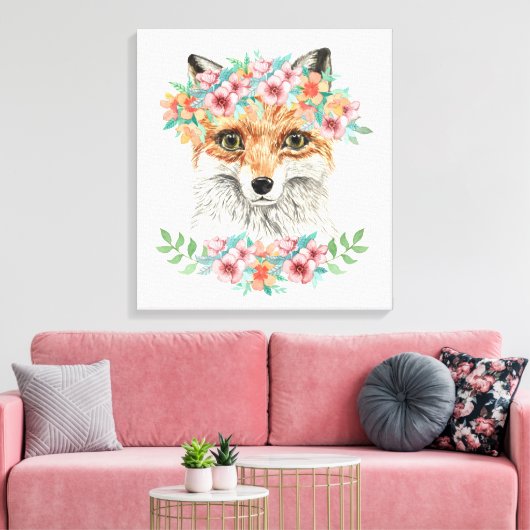 Floral Fox Leinwanddruck (Insitu (Wohnzimmer))