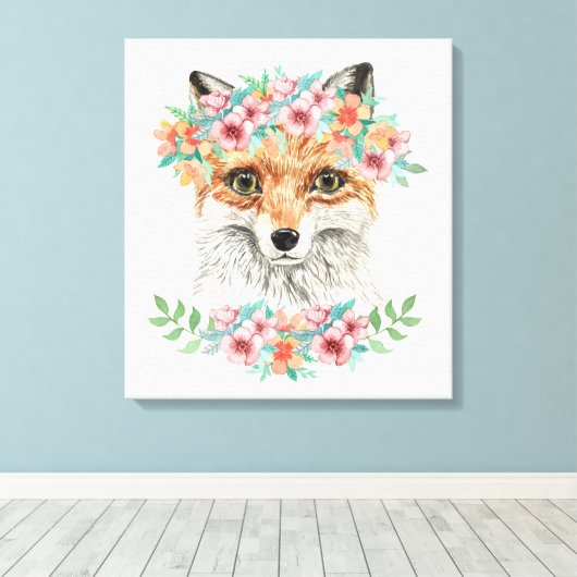 Floral Fox Leinwanddruck (Insitu (Holzboden))