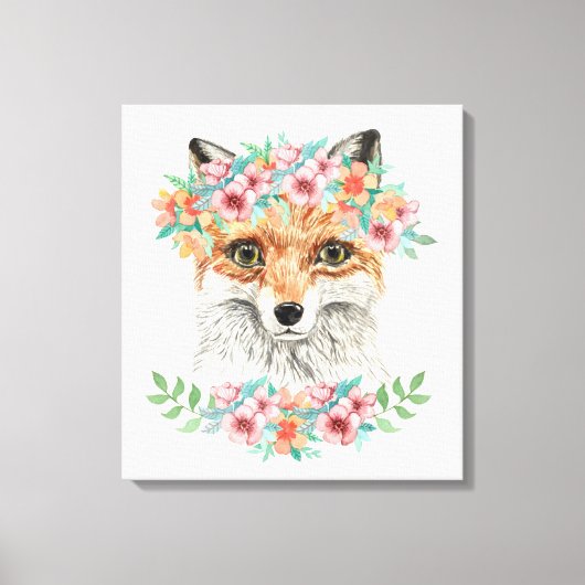 Floral Fox Leinwanddruck (Vorderseite)