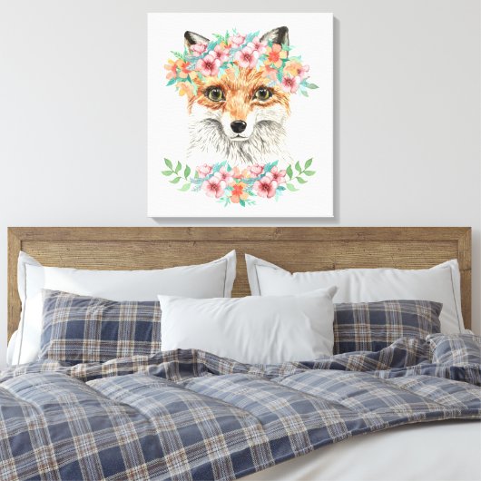 Floral Fox Leinwanddruck (Insitu (Schlafzimmer))