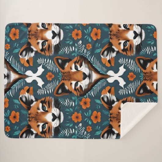 "Floral Fox Mirage" Sherpadecke (Vorderseite (Horizontal))