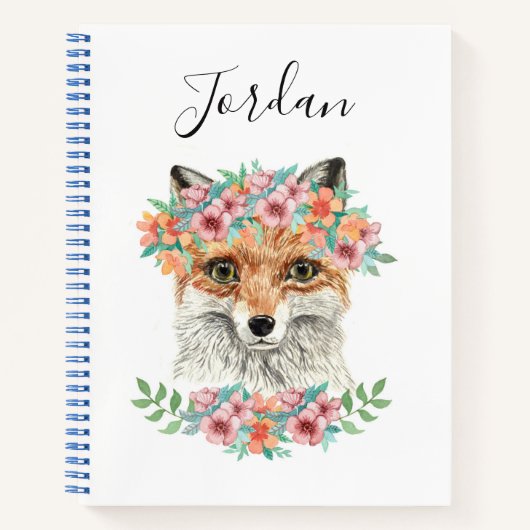 Floral Fox | Name hinzufügen Notizblock (Vorderseite)