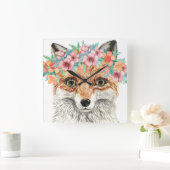 Floral Fox Quadratische Wanduhr (Zuhause)