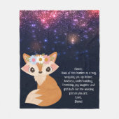Floral Fox Space Galaxy Hintergrundbild Benutzerde Fleecedecke (Vorderseite)