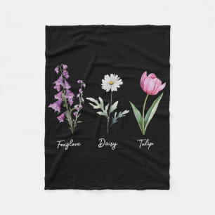 Floral Foxglove Daisy Tulip Blume Fleecedecke
