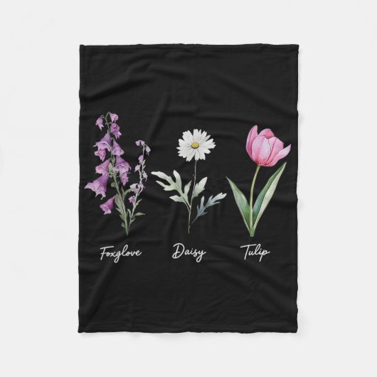 Floral Foxglove Daisy Tulip Blume Fleecedecke (Vorderseite)