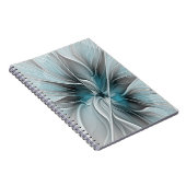 Floral Fractal Modern Abstract Flower Blue Gray Notizblock (Rechte Seite)