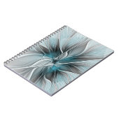 Floral Fractal Modern Abstract Flower Blue Gray Notizblock (Linke Seite)