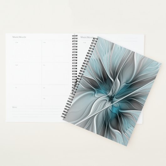 Floral Fractal Modern Abstract Flower Blue Gray Planer (Anzeige)
