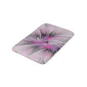 Floral Fractal Modern Abstract Flower Pink Gray Badematte (Schrägansicht)