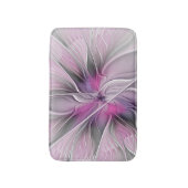 Floral Fractal Modern Abstract Flower Pink Gray Badematte (Vorderseite Vertikal)