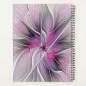 Floral Fractal Modern Abstract Flower Pink Gray Planer (Rückseite)
