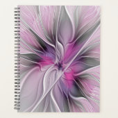 Floral Fractal Modern Abstract Flower Pink Gray Planer (Vorderseite)