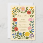 Floral Frame Baby in Bloom Baby Shower  Einladung (Vorderseite)