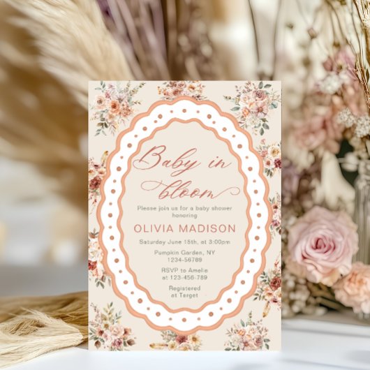 Floral Frame Baby Shower Einladung