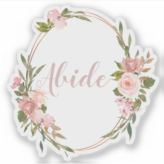 Floral Frame Bide Typografie Aufkleber (Vorderseite)