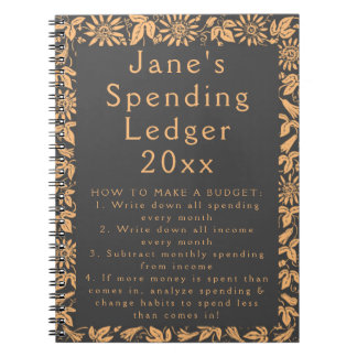 Floral Frame Budget Ledger Einsteiger Notebook Notizblock