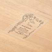 Floral Frame Calligraphy Acryli Wedding Invitation Acryleinladungen (Ablage )