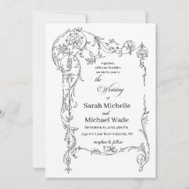 Floral Frame Calligraphy Wedding Invitation Einladung