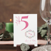 Floral Frame Chic Monogram Wedding Tischnummer