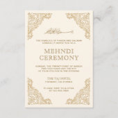 Floral Frame Creme und Gold islamischen Mehndi Begleitkarte (Vorderseite)