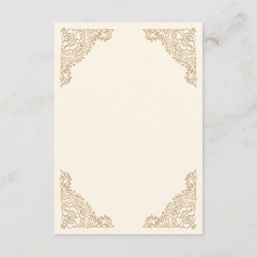 Floral Frame Creme und Gold islamischen Mehndi Begleitkarte (Rückseite)