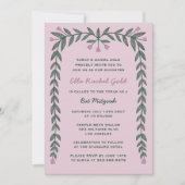 Floral Frame Custom QR Code Bat Mitzvah Girl Einladung (Vorderseite)