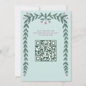 Floral Frame Custom QR Code Bat Mitzvah Girl Einladung (Rückseite)