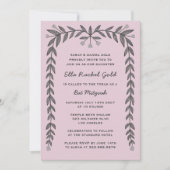 Floral Frame Custom QR Code Moderne BarBat Mitzvah Einladung (Vorderseite)