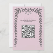 Floral Frame Custom QR Code Moderne BarBat Mitzvah Einladung (Rückseite)