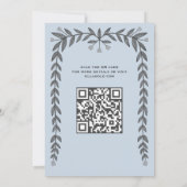 Floral Frame Custom QR Code Moderne BarBat Mitzvah Einladung (Rückseite)