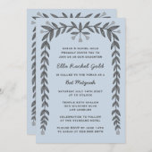 Floral Frame Custom QR Code Moderne BarBat Mitzvah Einladung (Vorne/Hinten)