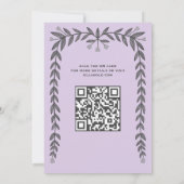 Floral Frame Custom QR Code Moderne BarBat Mitzvah Einladung (Rückseite)