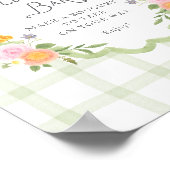 Floral Frame Green Gingham Baby Shower Flower Bar Poster (Ecke)