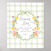 Floral Frame Green Gingham Baby Shower Flower Bar Poster (Vorne)