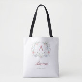 Floral Frame Monogram Bridesmaid Tasche (Vorderseite)