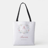 Floral Frame Monogram Bridesmaid Tasche (Rückseite)