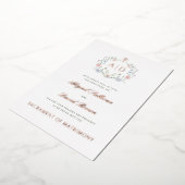 Floral Frame Monograms Catholic Wedding Folieneinladung (Gedreht)