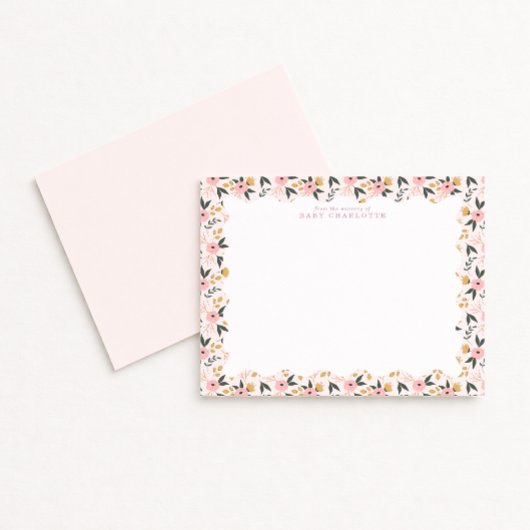 Floral Frame Nursery  Note Card Einladung
